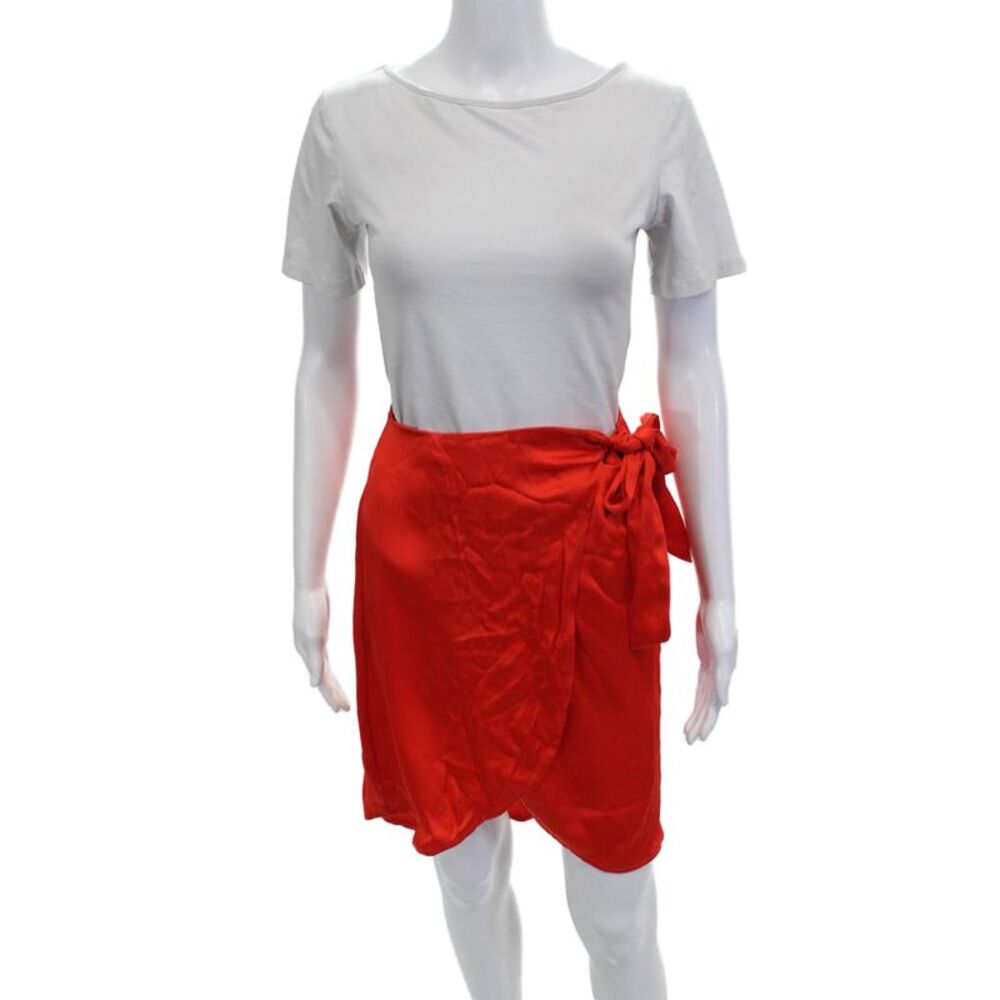 Nonchalant Label Womens Red Wrap Skirt Knee Length Polyester Size XS